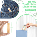 Veexio clear rectangular toothpick organizer holding premium wood dental cleaning sticks