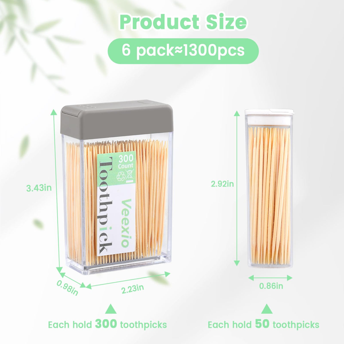 Veexio complete household toothpick kit containing six separate dark grey top storage pieces