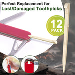 Close up of 1.8 inch replacement toothpick compatible with Swiss Army Knives