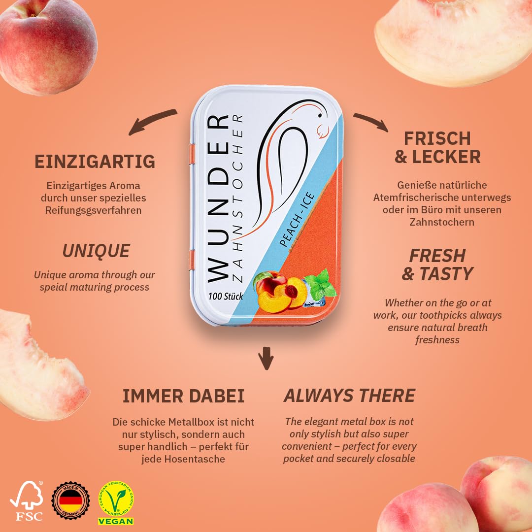 Wunder premium birch wood flavored toothpicks sugar free vegan option for fresh breath