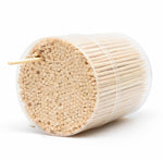 Reusable storage holder with round single point bamboo toothpicks inside