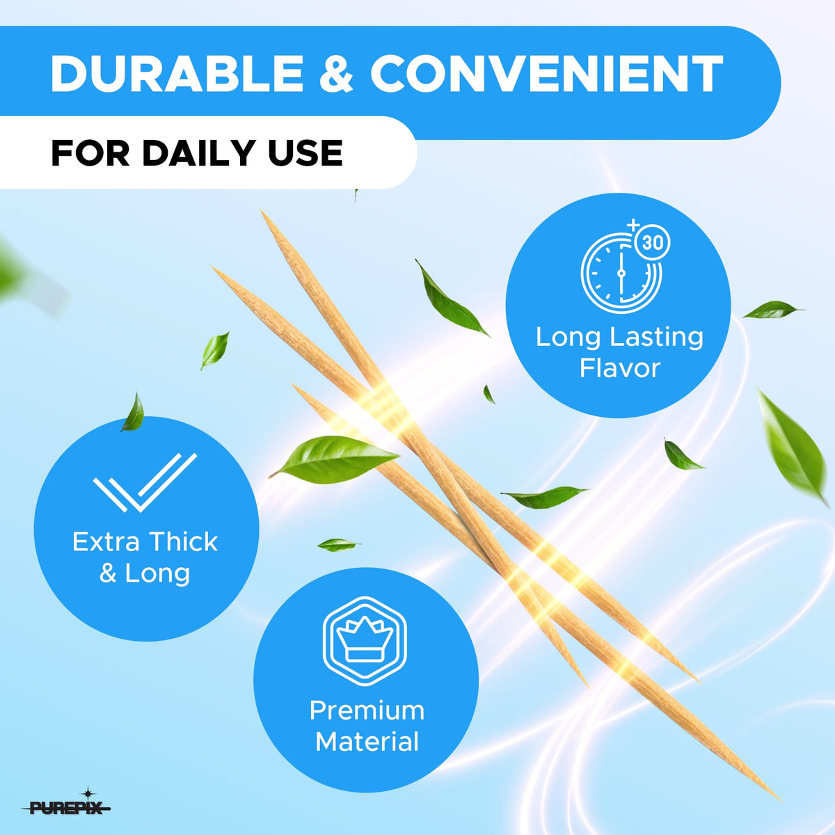 PurePix sugar free caffeine toothpicks tubes showing Apple Mint and Spearmint variants
