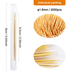 Close up of double pointed individual clear wrapper food appetizer picks