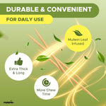 Detailed shot of the extra thick birchwood toothpicks infused with natural mullein leaf oil for respiratory wellness.