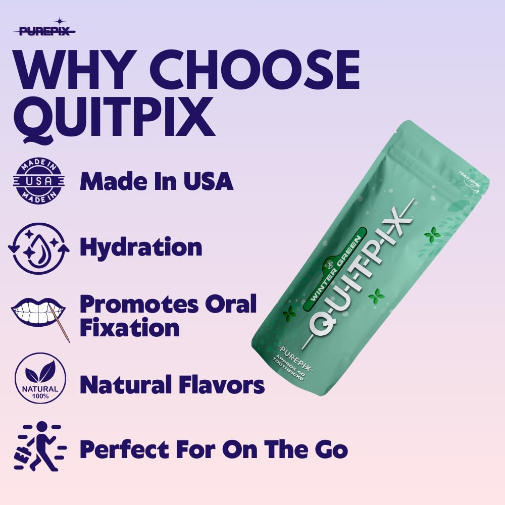 PurePix zero calorie wintergreen oral fixation sticks back packaging details