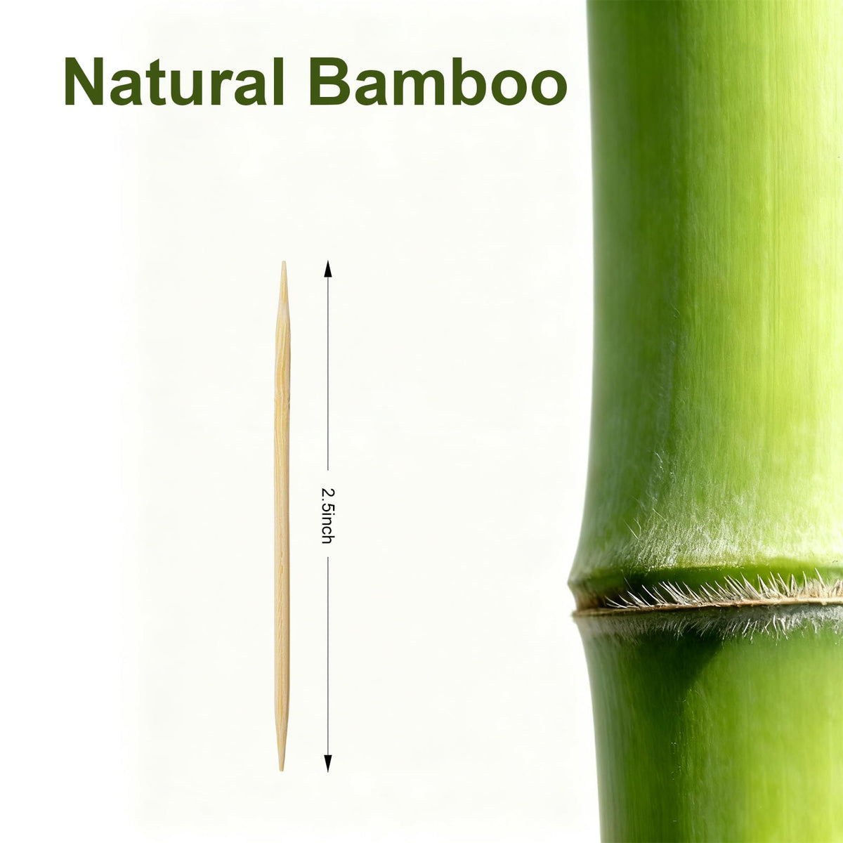 Close up shot of smooth splinter free double ended bamboo sticks for everyday oral care hygiene.