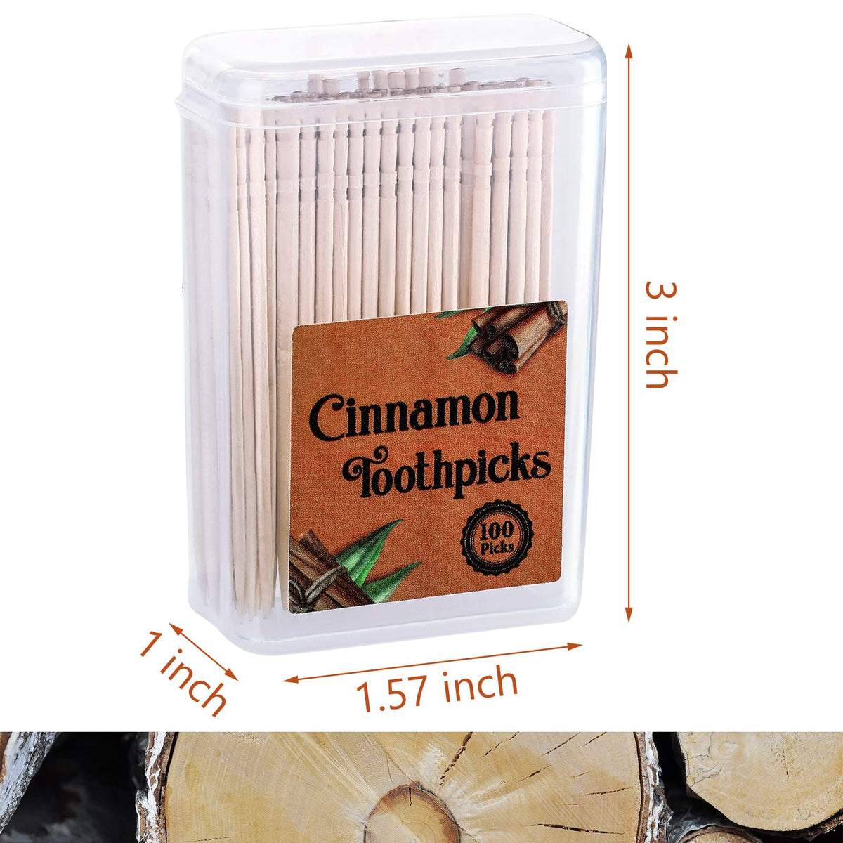 Close up of a single Mumufy cinnamon flavored toothpick showcasing the smooth burr free birchwood surface