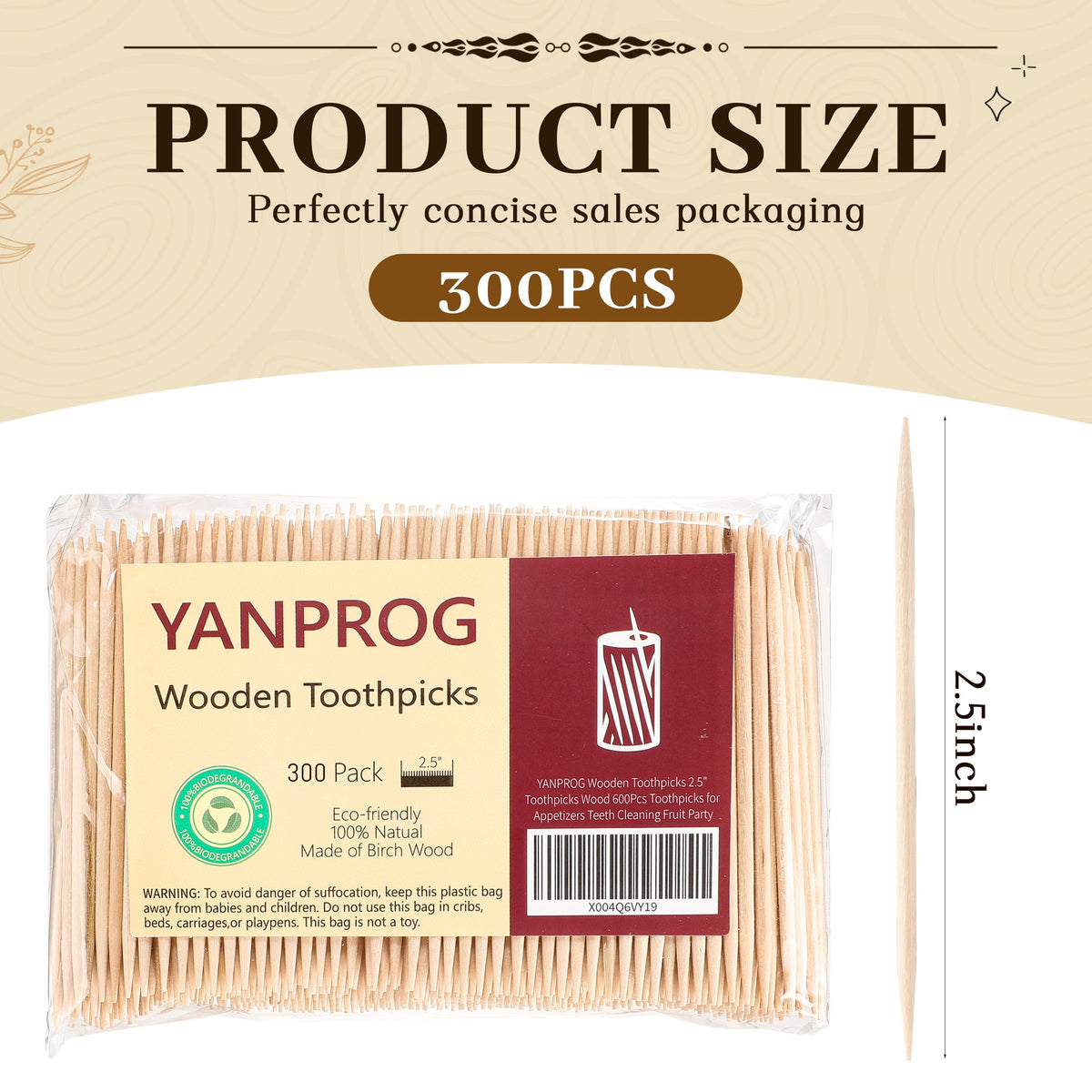 Smooth birch wood dental picks held in hand to showcase their flexible and reliable design.