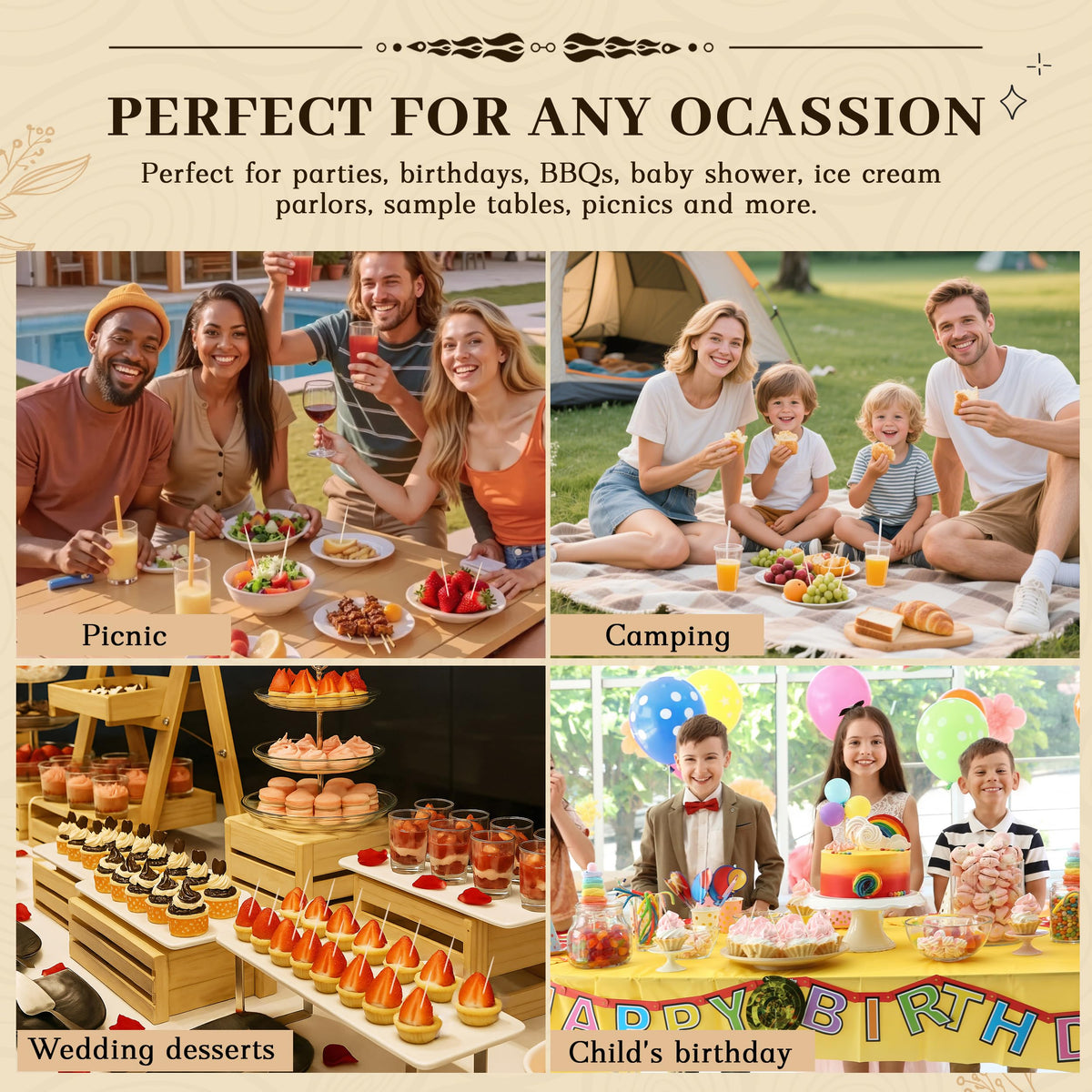 A bulk pack of three hundred count premium wooden picks ready for party food presentation.