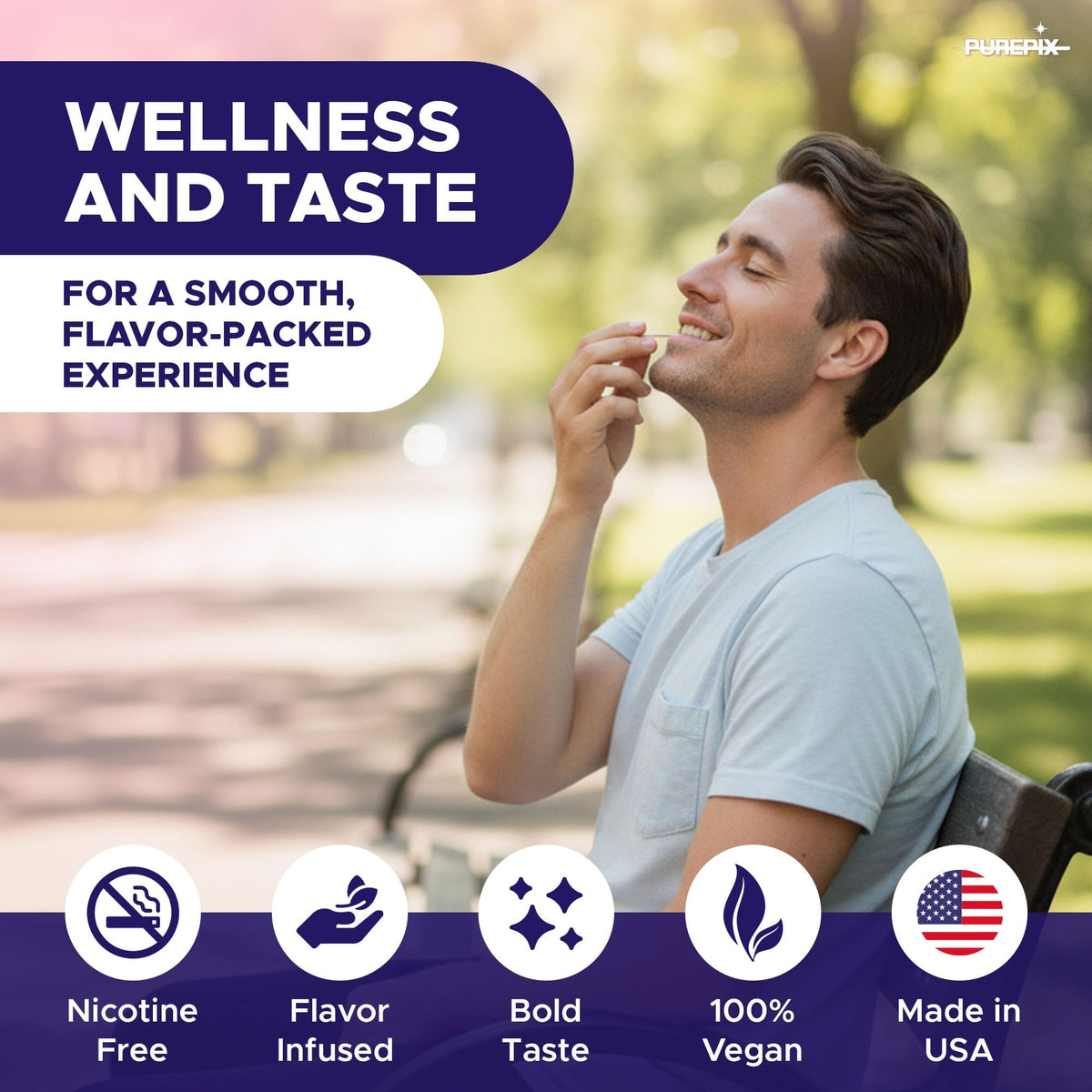 PurePix QuitPix sugar free vegan premium flavored toothpicks packaging details