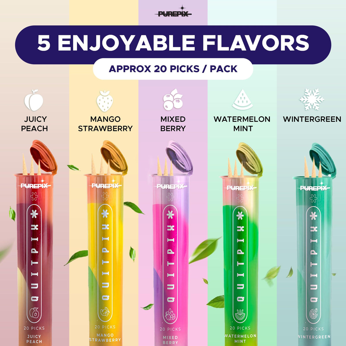 PurePix juicy peach and mango strawberry oral fixation support sticks