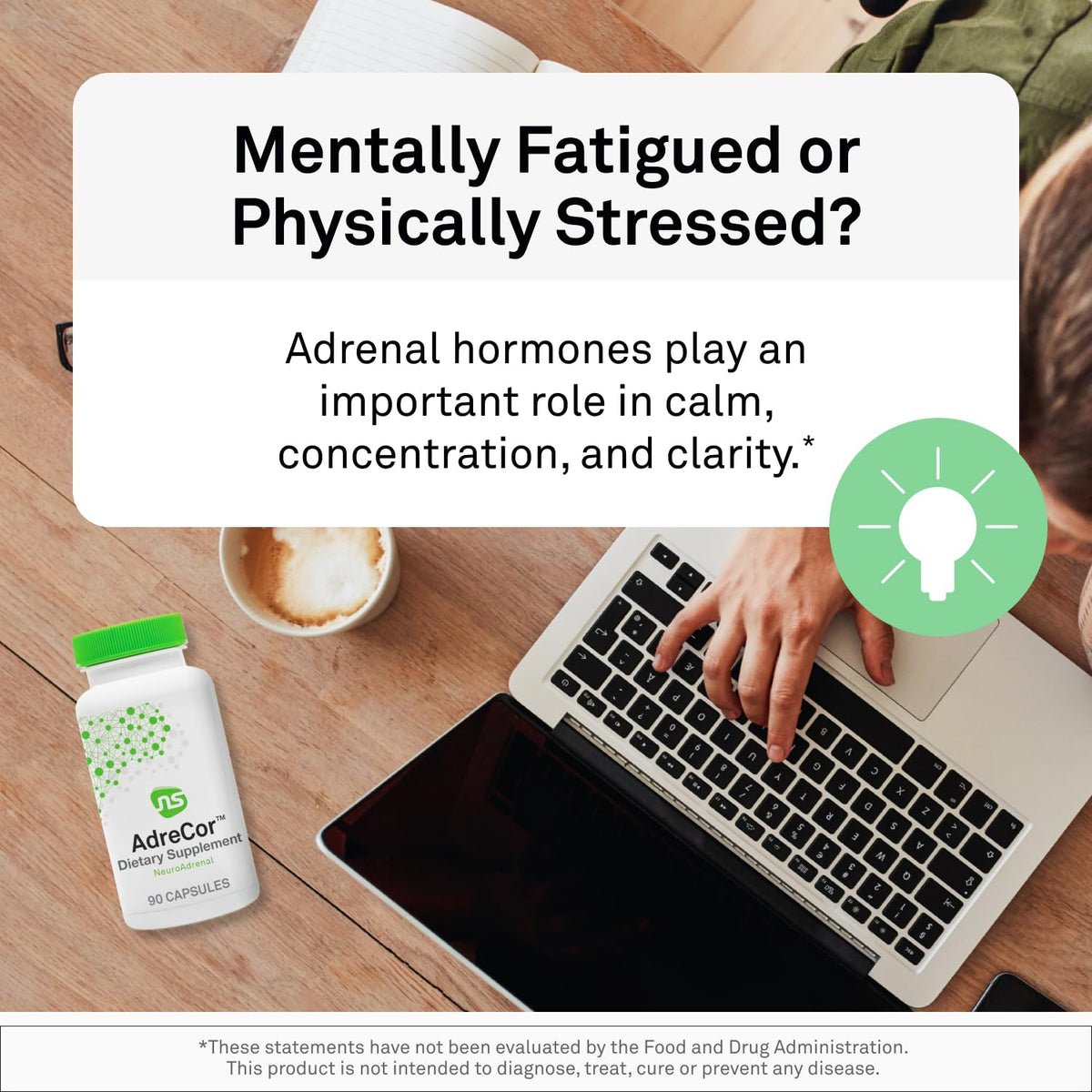 NeuroScience AdreCor imported USA wellness supplement packaging detail