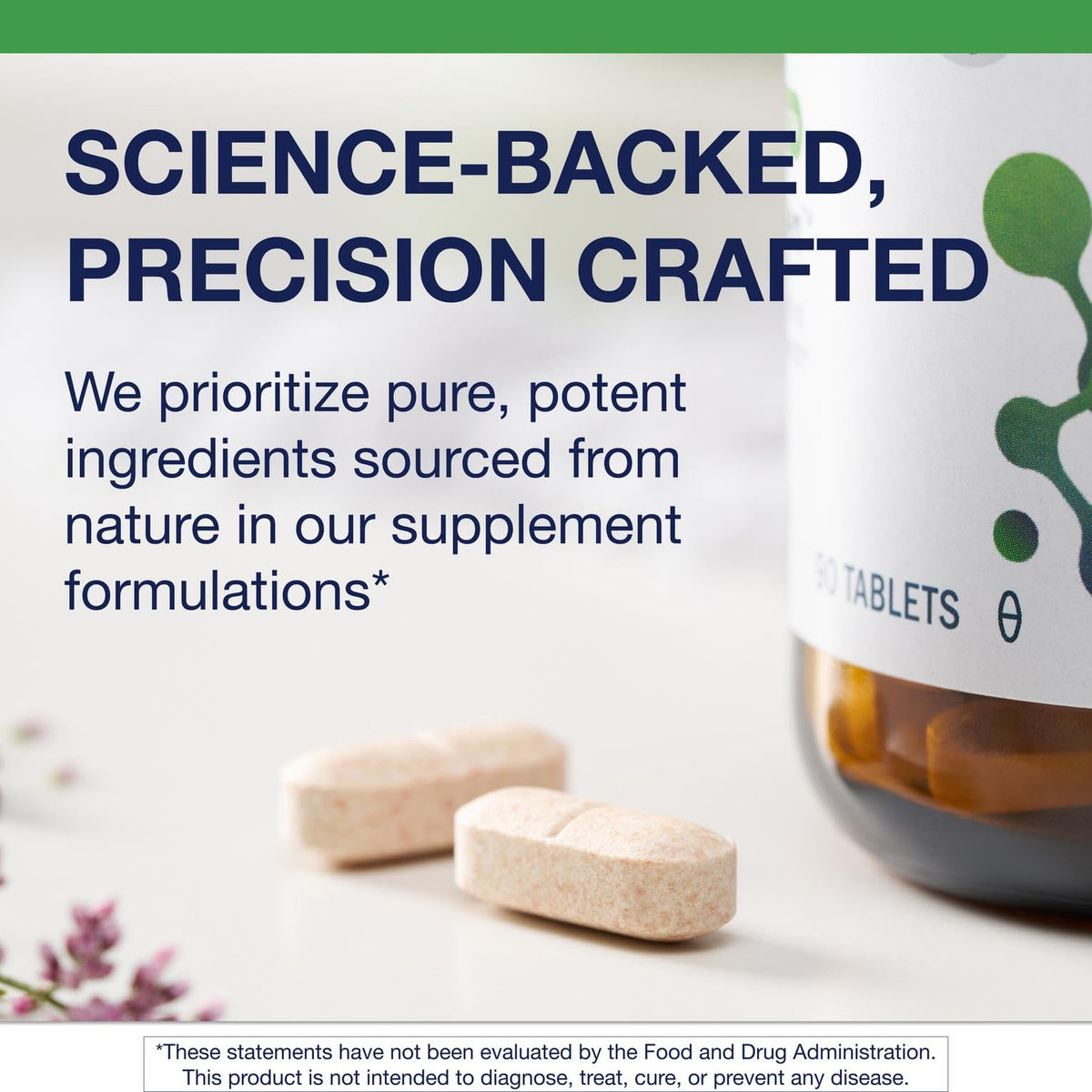 Side profile of Metagenics Lipo-Gen bottle showing non-GMO gluten-free and vegetarian certifications