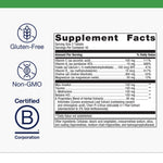 Close-up of the nutritional facts panel on Metagenics Lipo-Gen featuring choline and inositol doses