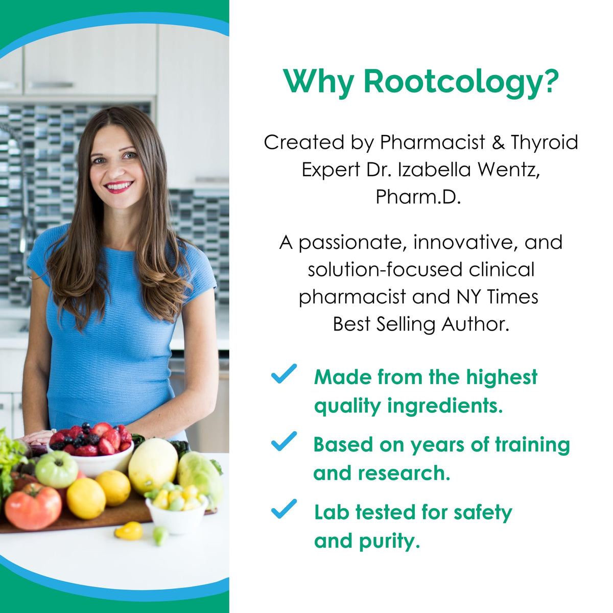 Back label of Rootcology Adrenal Support showing adaptogenic herbal formula instructions.