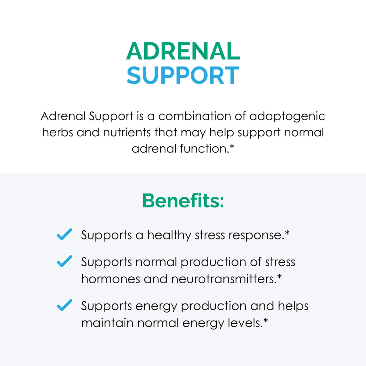 Rootcology Adrenal Support 90 capsules packaging highlighting premium health supplement benefits.