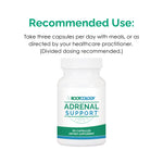 Close up of Rootcology Adrenal Support bottle for stress and fatigue management.