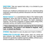 XYMOGEN Adrenal Support supplement facts and ingredient label close up.