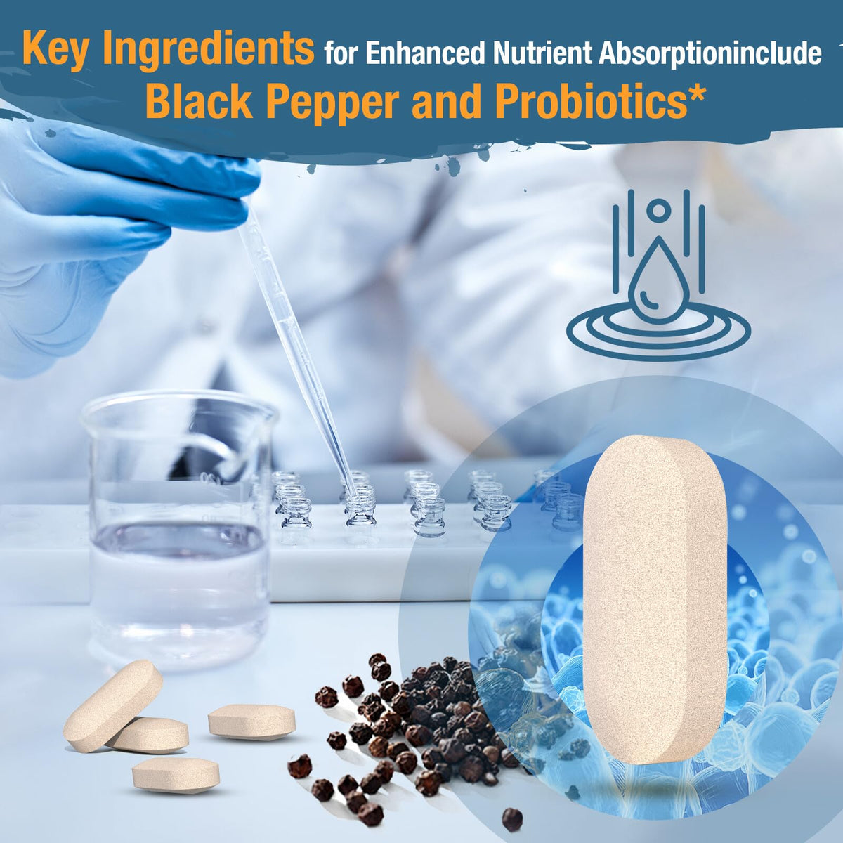 Tervaies stress support supplement showing non-GMO and clean formulation seals on the packaging.
