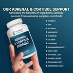 Dr. Berg Nutritionals stress support bottle emphasizing natural rhodiola rosea and adaptogens for everyday relaxation.