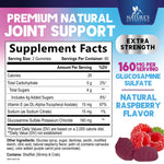 Nature's Nutrition extra strength joint support supplements side label showing ingredients
