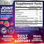 Nature's Nutrition joint health gummies supplement fact label showing active ingredients.
