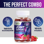 Premium raspberry flavored glucosamine gummies for knee and back flexibility.