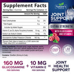 Nature's Choice Glucosamine Extra Strength dietary supplement nutrition facts label detailing ingredients
