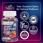 Side profile of USA imported Nature's Choice Glucosamine bottle showing shellfish allergen warning