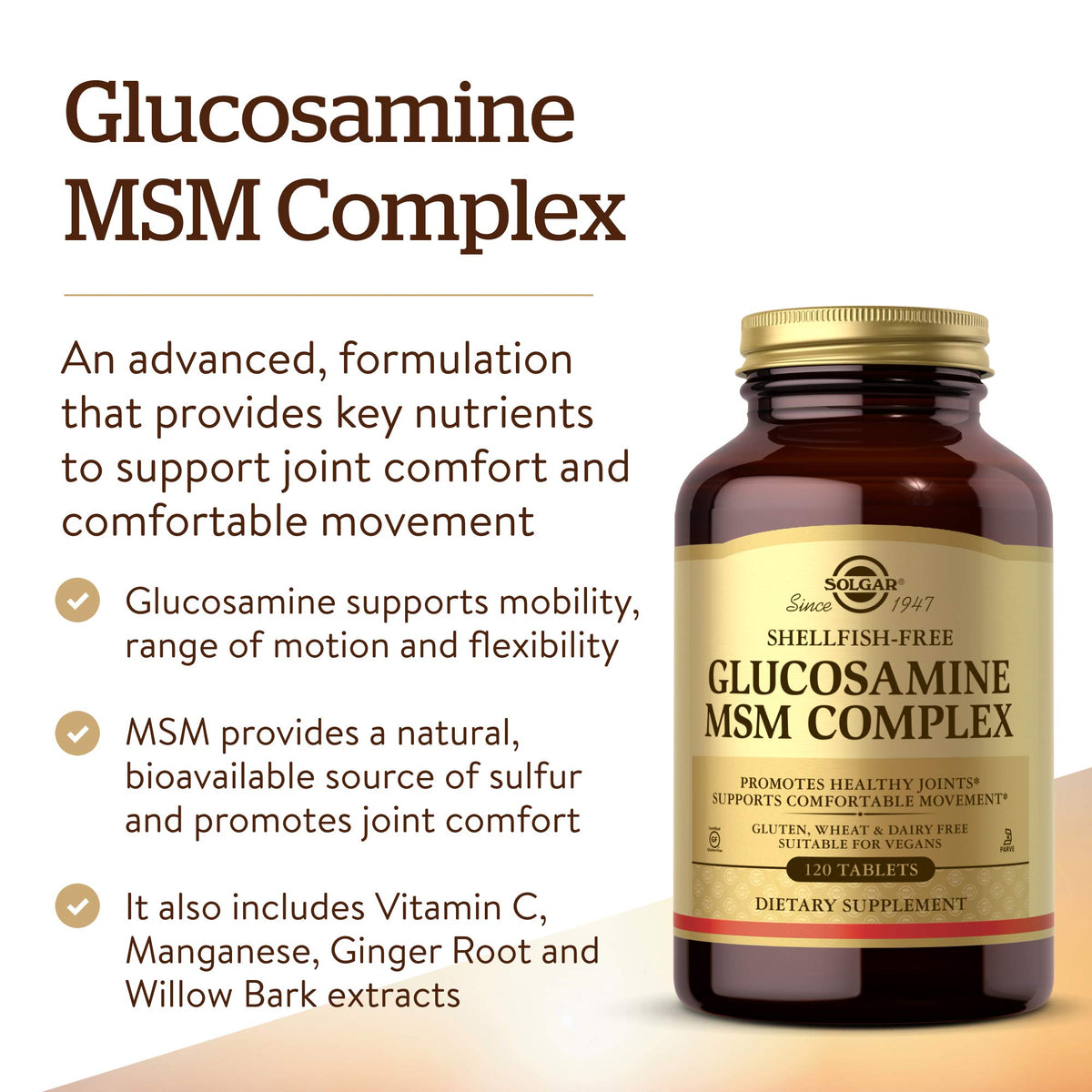 Authentic Solgar imported joint support tablets for flexibility and motion