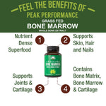 Peak Performance bone marrow 180 capsules showing supplement facts and ingredient profile