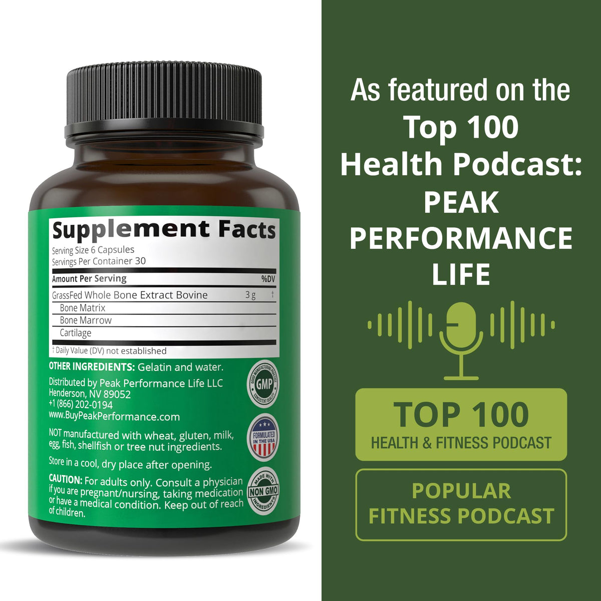 Authentic Peak Performance packaging highlighting gluten-free and non-GMO labels