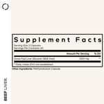 Codeage Grass Fed Beef Liver supplement nutritional profile showing freeze-dried pasture-raised ingredients