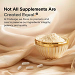 Side label of Codeage Argentine bovine liver superfood capsules displaying purity and cGMP manufacturing standards