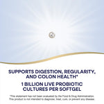 Imported USA gut health supplement softgels side view with product benefits label