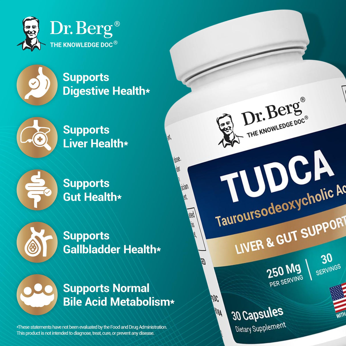 Dr. Berg TUDCA capsule close up authentic imported USA wellness product