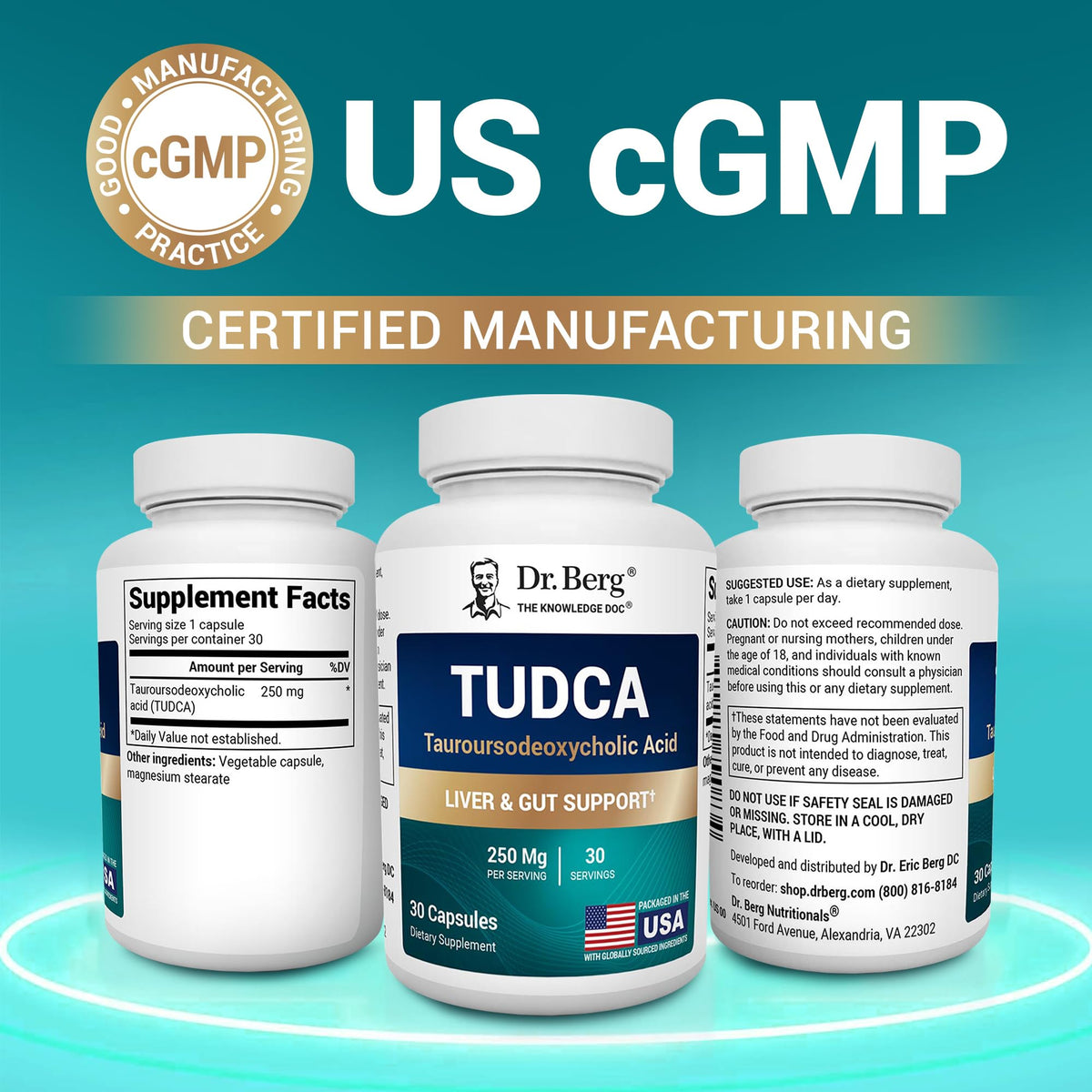 Dr. Berg TUDCA bile salt formula 250mg targeted digestive wellness capsules