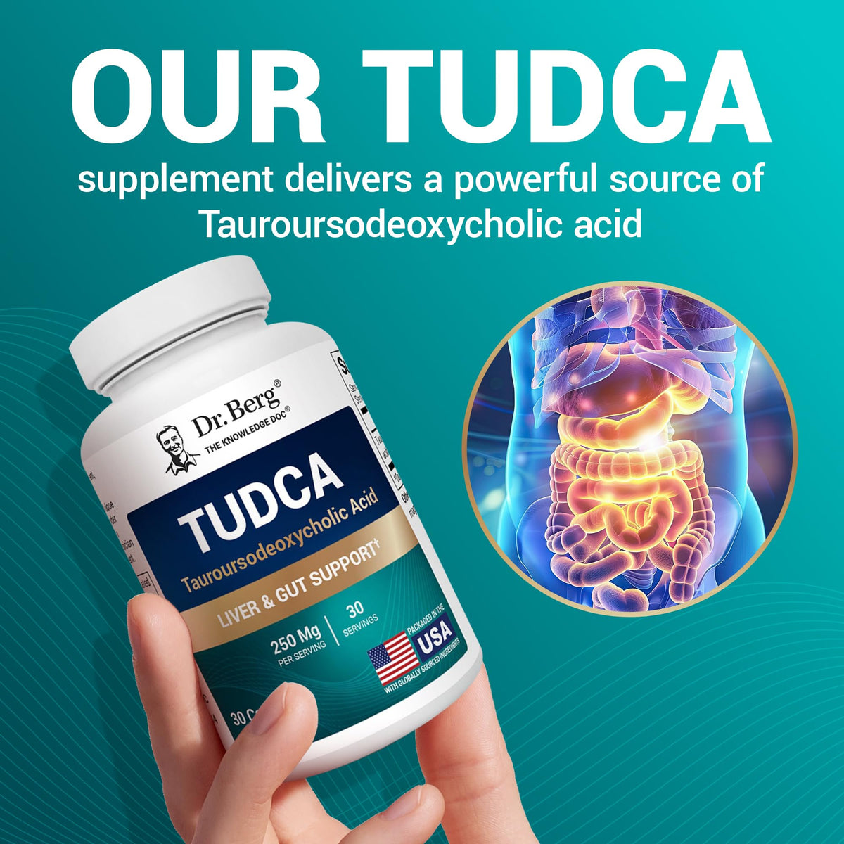 Authentic Dr. Berg Nutritionals TUDCA daily capsule intake direction text