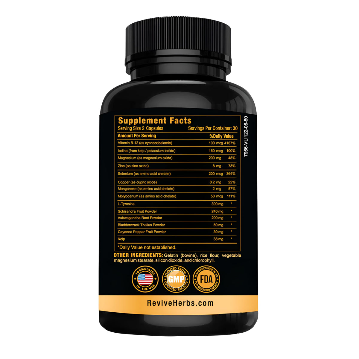 Revive Herbs Thyroid Support ashwagandha and iodine capsule ingredients