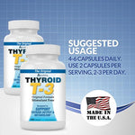 Absolute Nutrition Thyroid T3 180 count dietary supplement container placed upright on a white surface