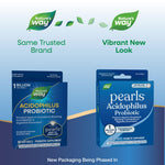 Close-up of the triple-layer probiotic softgels displaying the small pearl design for easy swallowing.
