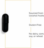 Integrative Therapeutics Activated Charcoal gut health capsules displayed next to the white supplement packaging.