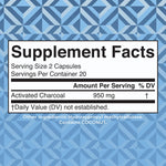 MaryRuth Organics Activated Charcoal supplement packaging showing ingredient facts and organic coconut shell origin