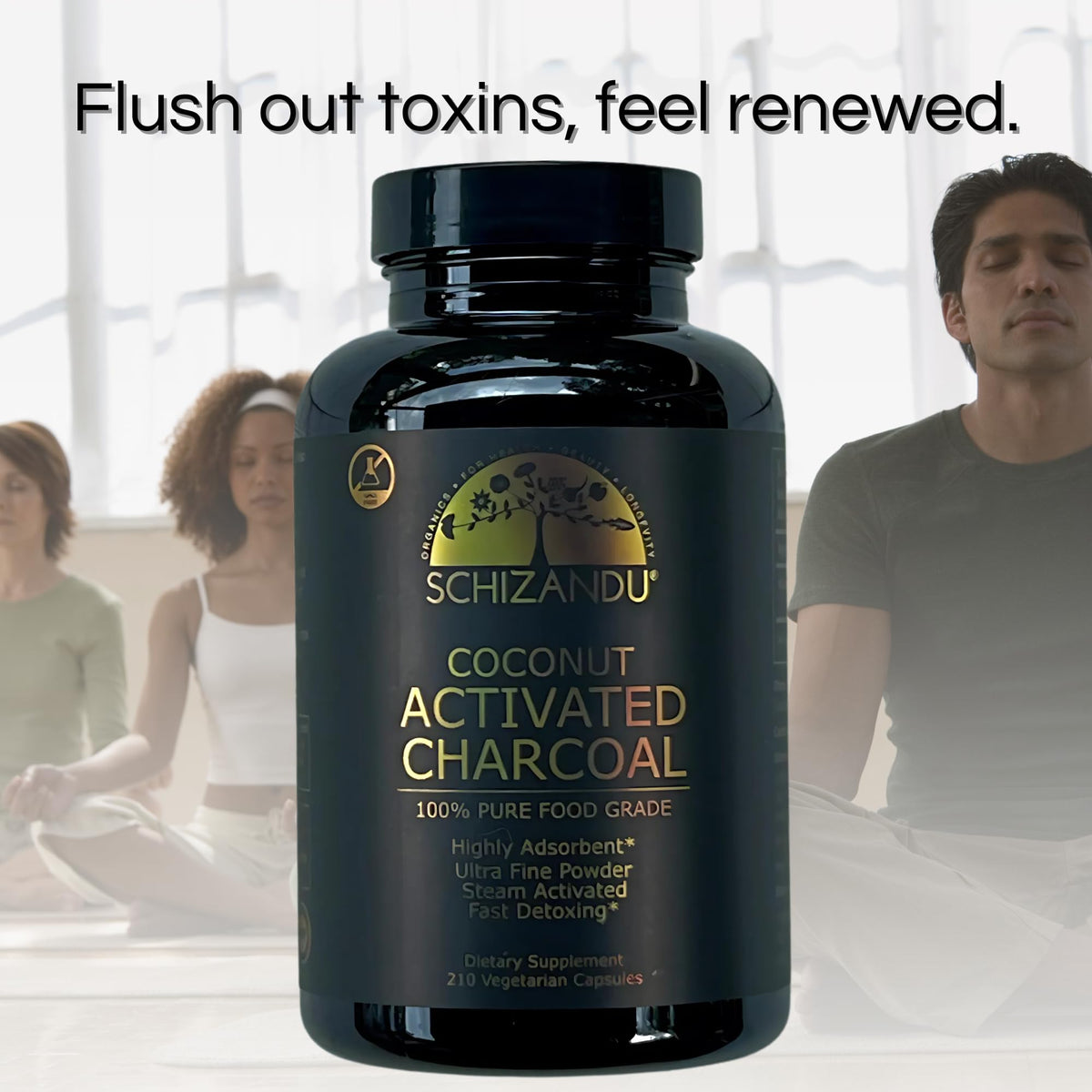 Schizandu Organics food grade charcoal supplement bottle for teeth whitening and oral care