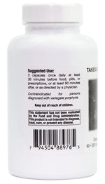 Supreme Nutrition Takesumi Supreme 390 milligrams supplement bottle showing nutritional facts label