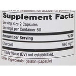 Authentic Nature's Way activated charcoal 560 milligrams serving intestinal cleanser capsules