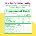 Gluten free dairy free vegan kids probiotic gummies bottle with cartoon graphics