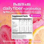 BelliWelli prebiotic fiber packets with collagen and probiotics single serve stick display.