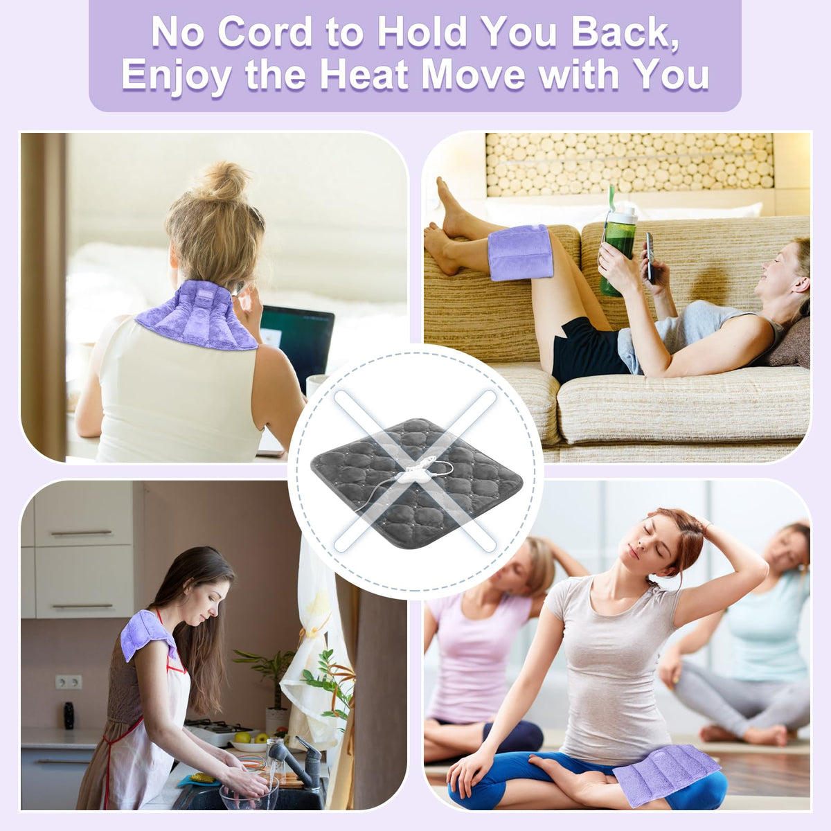 Suzzipad microwave heating pad lifestyle use on neck