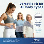 Revix heat pack applied to lower back for pain relief